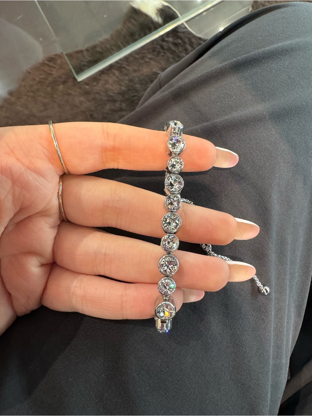 New White Gold Bezel-Set White Gemstone Tennis Bracelet